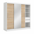 Kleiderschrank – 235 cm, mit Schubladen, aus Eichenholz, Sonoma-Eiche